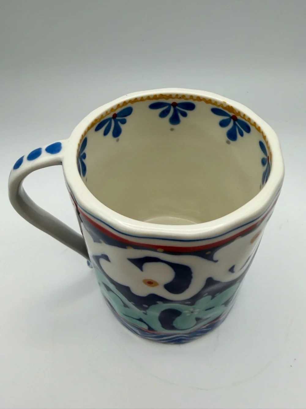 Anthropologie Hand Painted Isla Ceramic Mugs Set of 2 Boho Whimsigoth Eclectic